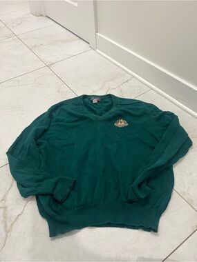 Vintage U.S. Open Golf Collection Green Knit V-Neck Cotton Sweater Size XL